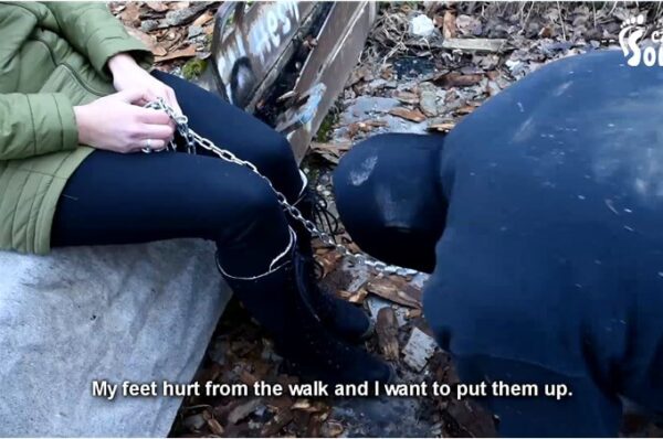 Mistress femdom - Oudoor trampling and boots licking
