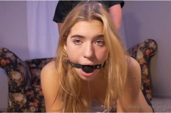 Rachel Mann onlyfans - Gagged nude girl in handcyffs