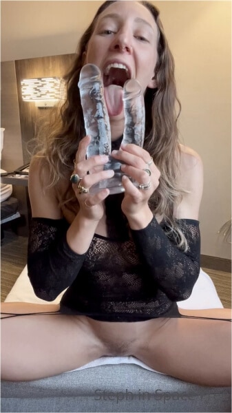 stephinspace double dildo, anal and pussy masturbation