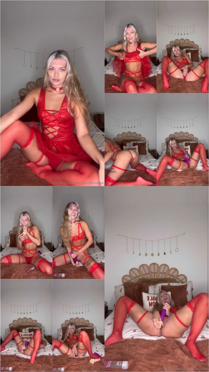 Xavia Brooke onlyfans ppv - Pussy masturbation, red stockings thumbnails