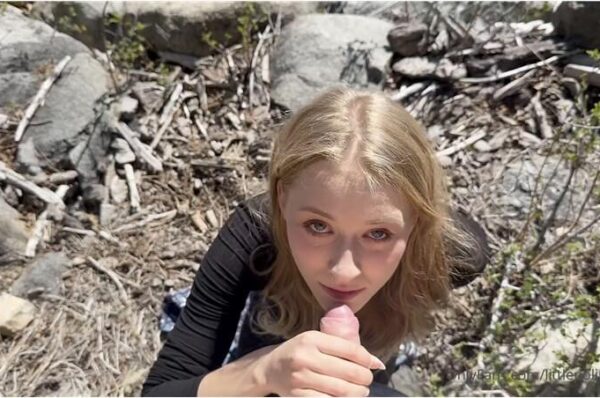 littlepolishangel blowjob by the lake, facial cumshot